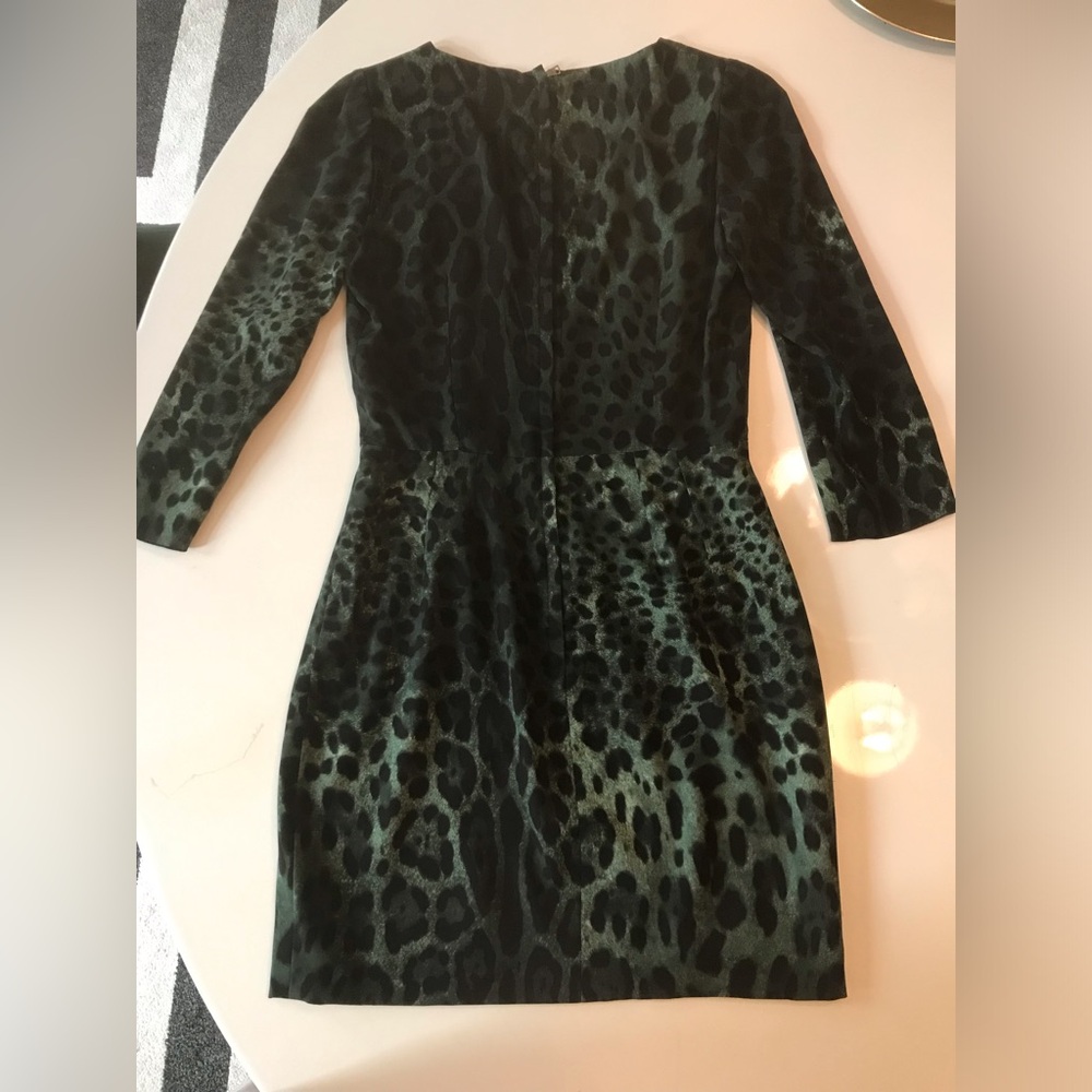 Dolce & Gabbana Mint condition! SILK Green Leopard Print Dress with back zipper. - Picture 12 of 16
